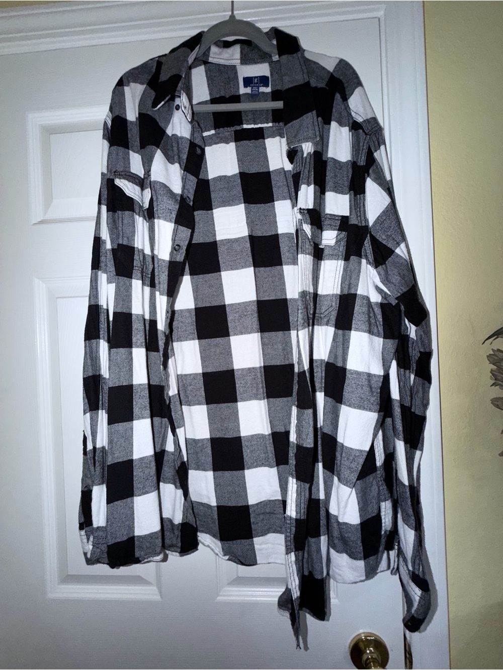 George Black and White Buffalo Plaid Button-Down Shirt